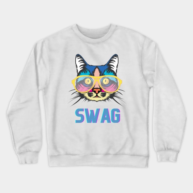 Cat wearing glass swag Crewneck Sweatshirt by Purrfect Shop